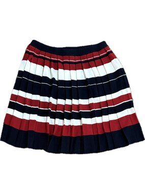 New VTG Best & Co 6 Skirt Pleated Sweater Navy Blue Red White Striped